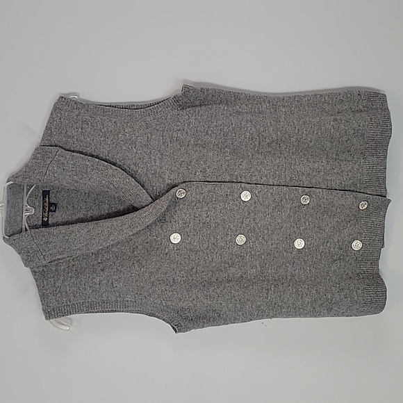 Brooks Brothers Sweaters - BROOKS BROTHERS gray cashmere wool angora double breasted sweater vest XL